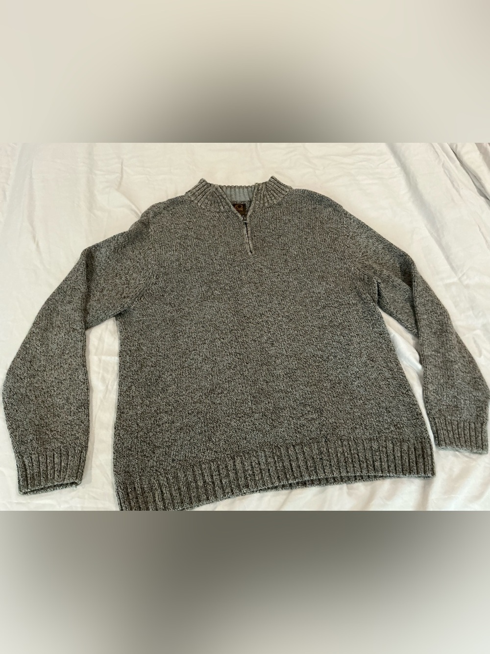 Overland men’s XL 100% cotton hoarder zip sweater grey Marled  knit